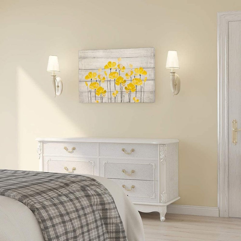 Sumgar Large Yellow Wall Art for Living Room Floral Canvas Art Etsy