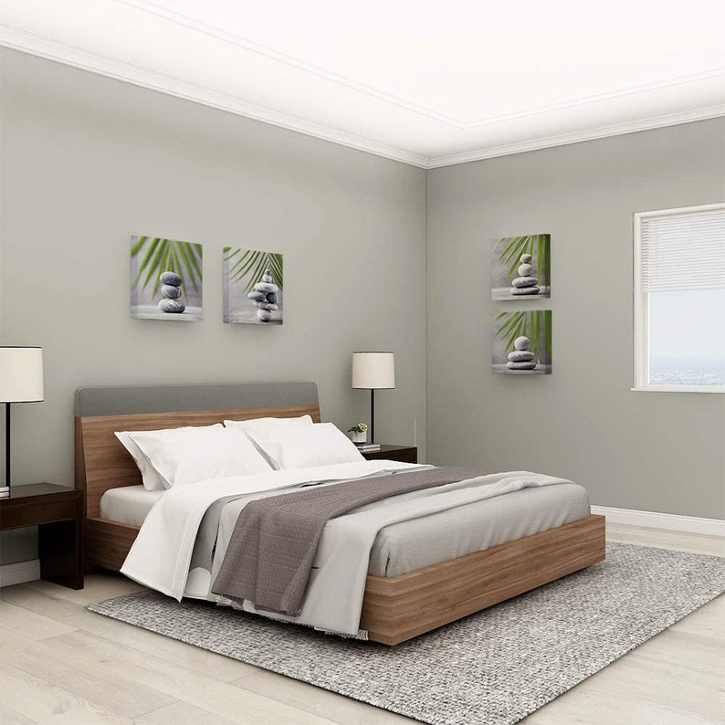 Sumgar Bathroom Wall Art Zen Canvas Paintings Nature Green Etsy