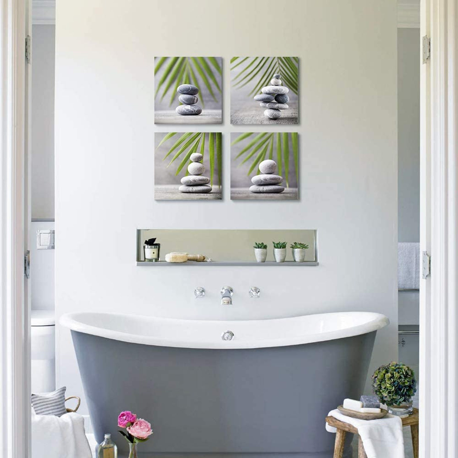 Sumgar Bathroom Wall Art Zen Canvas Paintings Nature Green - Etsy