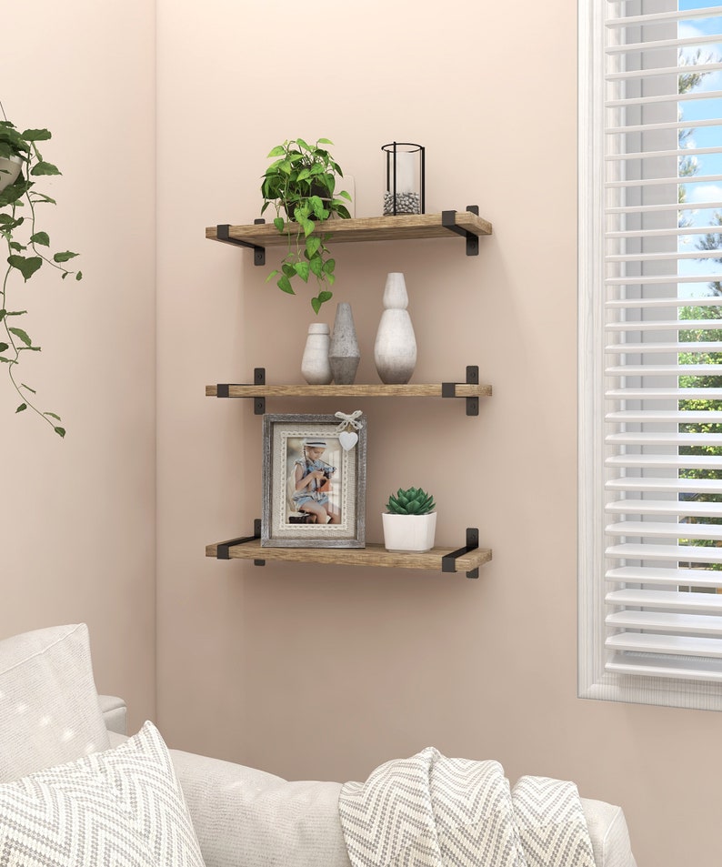 Rustic Farmhouse Wood Floating Shelves Wall Mounted Wall - Etsy