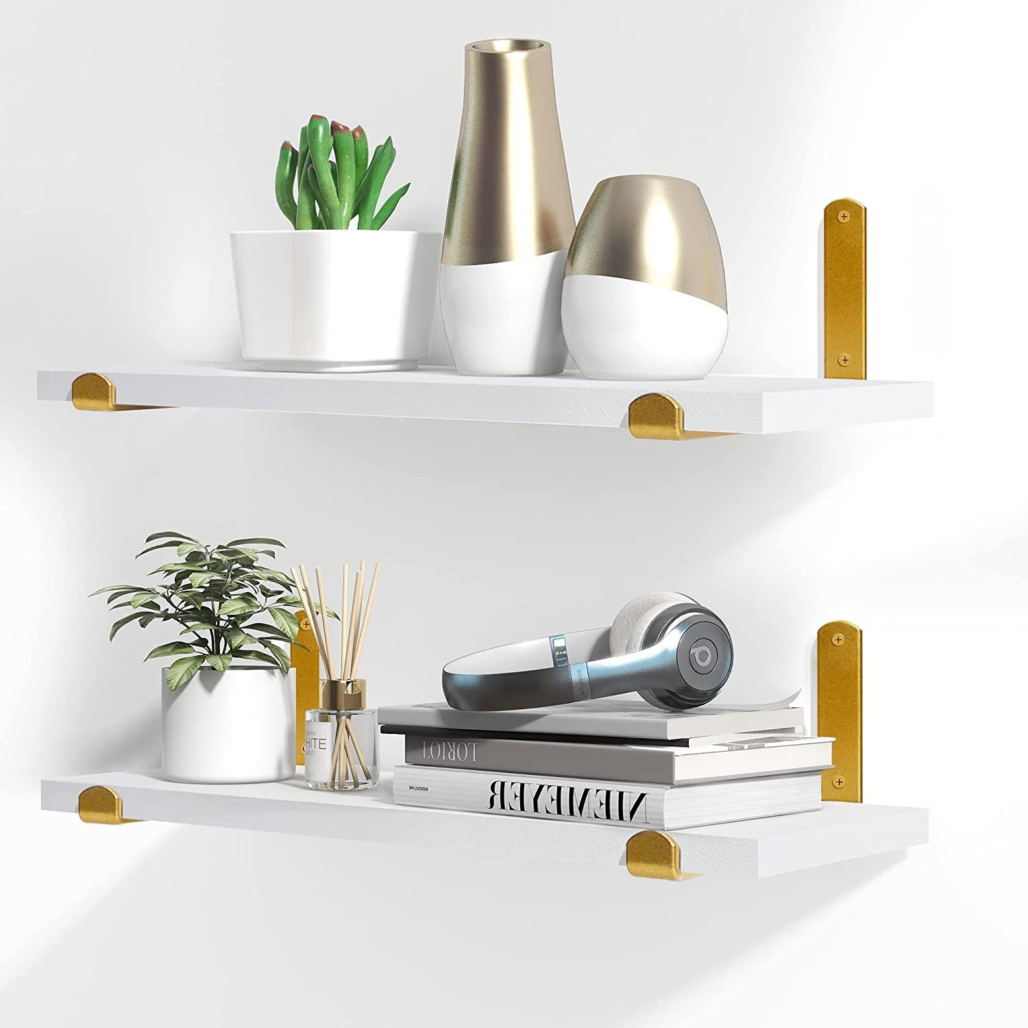 Minimalist Floating Shelves Set of 2 White Floating Shelves No