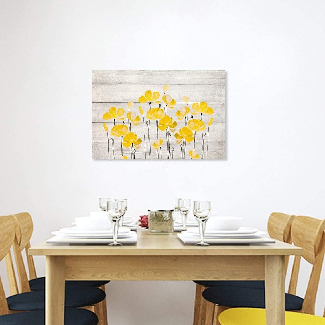 Yellow Wall Art Bedroom Farmhouse Artwork Flower Rustic Etsy
