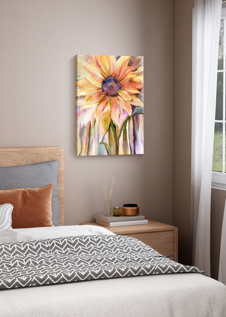 Sunflower Wall Art Yellow Flower Canvas Print Painting Etsy