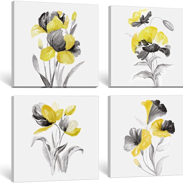 Yellow Gray Wall Art Etsy