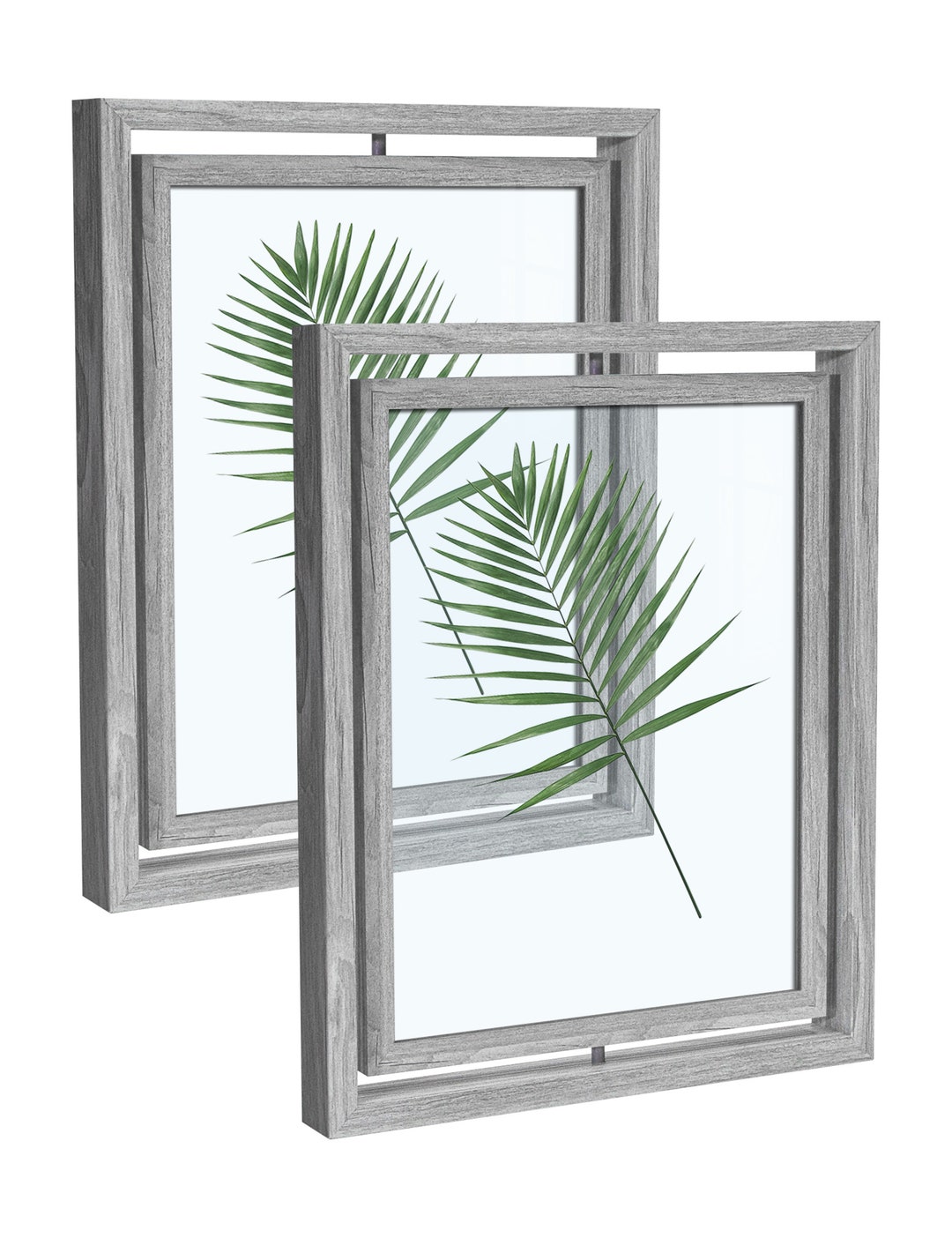 SUMGAR Double Sided Picture Frames 8x10 5x7 Rustic Gray Rotating Floating Frames With Double