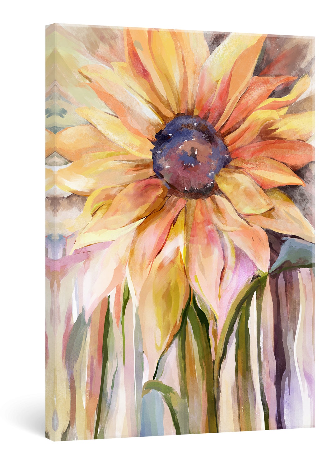 Sunflower Wall Art Yellow Flower Canvas Print Painting Etsy