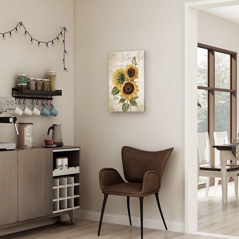 Sunflower Wall Art Yellow Green Bathroom Prints Botanical Etsy