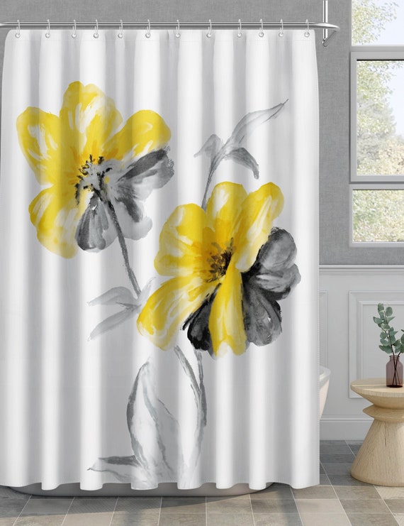 72x72"Pink Daisy Flower Bathroom Decor Polyester Fabric Shower Curtain Hooks Set 