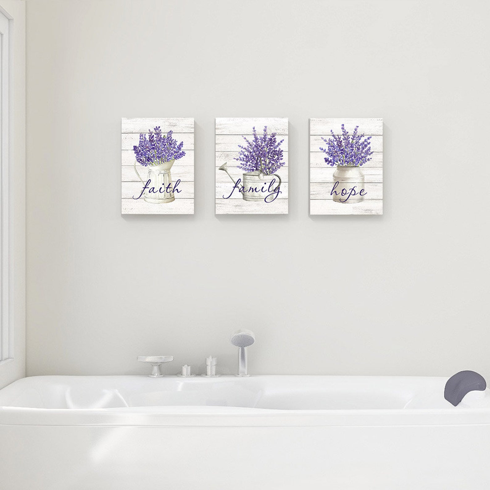 Lavender Framed Wall Art Set of 3Purple Floral Artwork Etsy