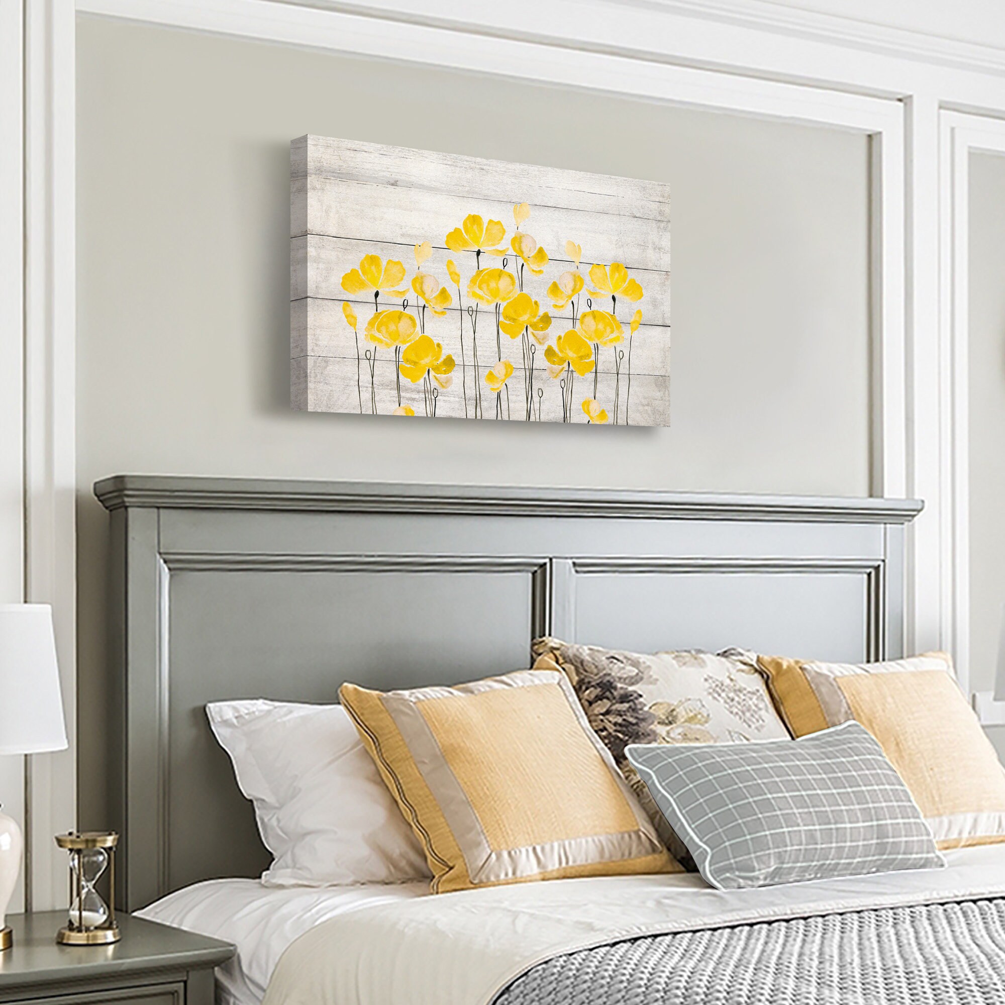 Yellow Wall Art Bedroom Farmhouse Artwork Flower Rustic Etsy