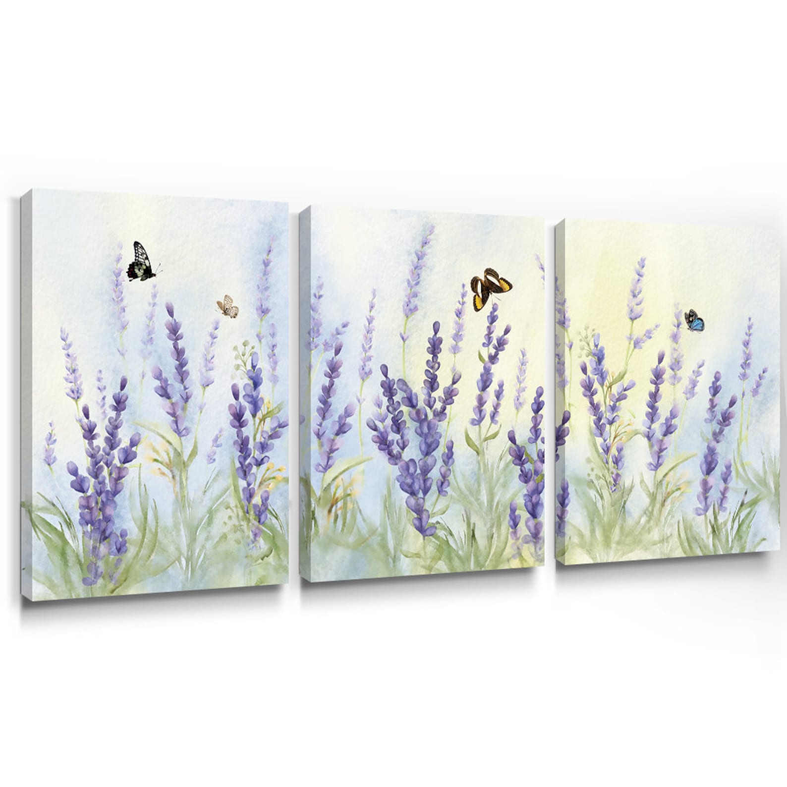 Lavender Framed Wall Art Set of 3Purple Floral Artwork Etsy
