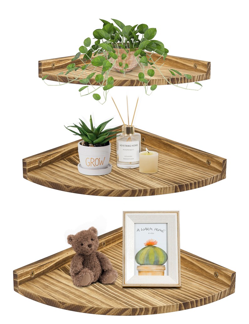 Floating Corner Shelves for Wall Rustic Solid Wood Shelf Wall Etsy