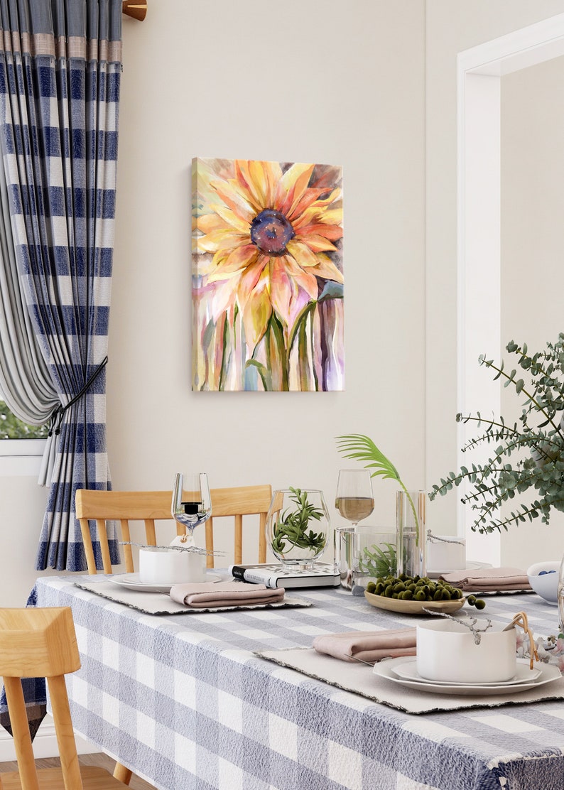 Sunflower Wall Art Yellow Flower Canvas Print Painting Etsy