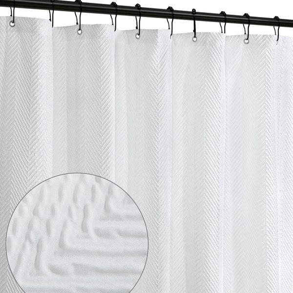 White Cotton Shower Curtain Etsy