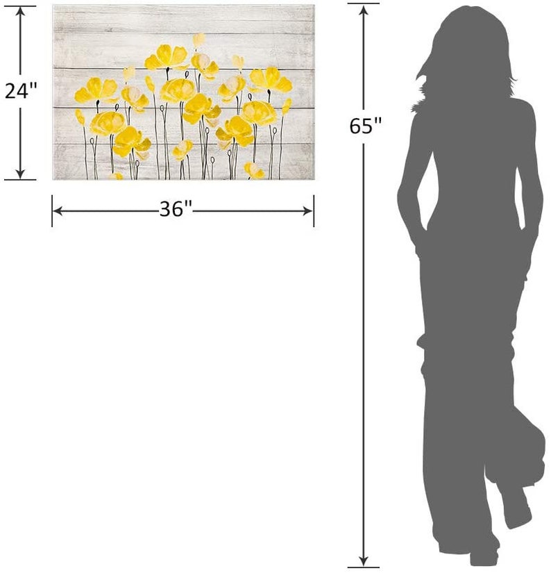 Sumgar Large Yellow Wall Art for Living Room Floral Canvas Art Etsy