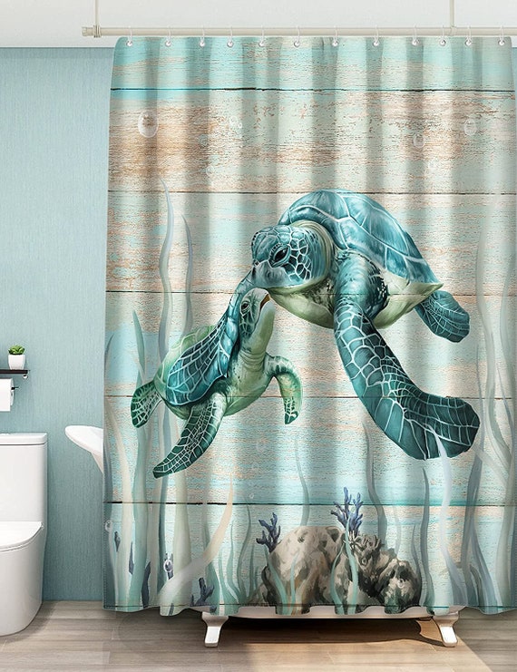 Maxpeuvon Sea Turtle Shower Curtains for Bathroom Farmhouse Ocean