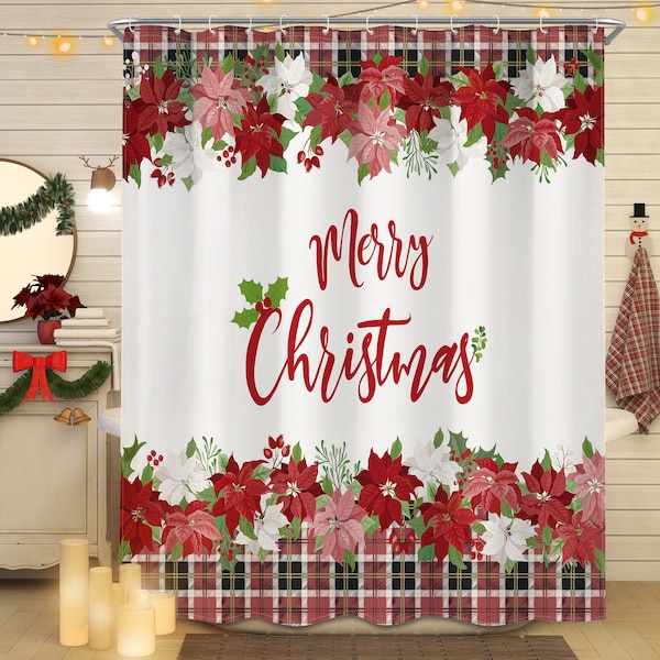 Christmas Shower Curtain Etsy