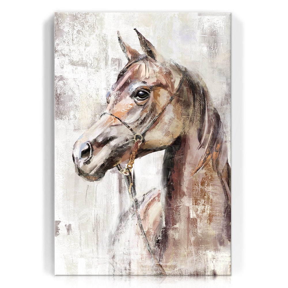 Sumgar White Horse Framed Wall Art Black and White Canvas Etsy