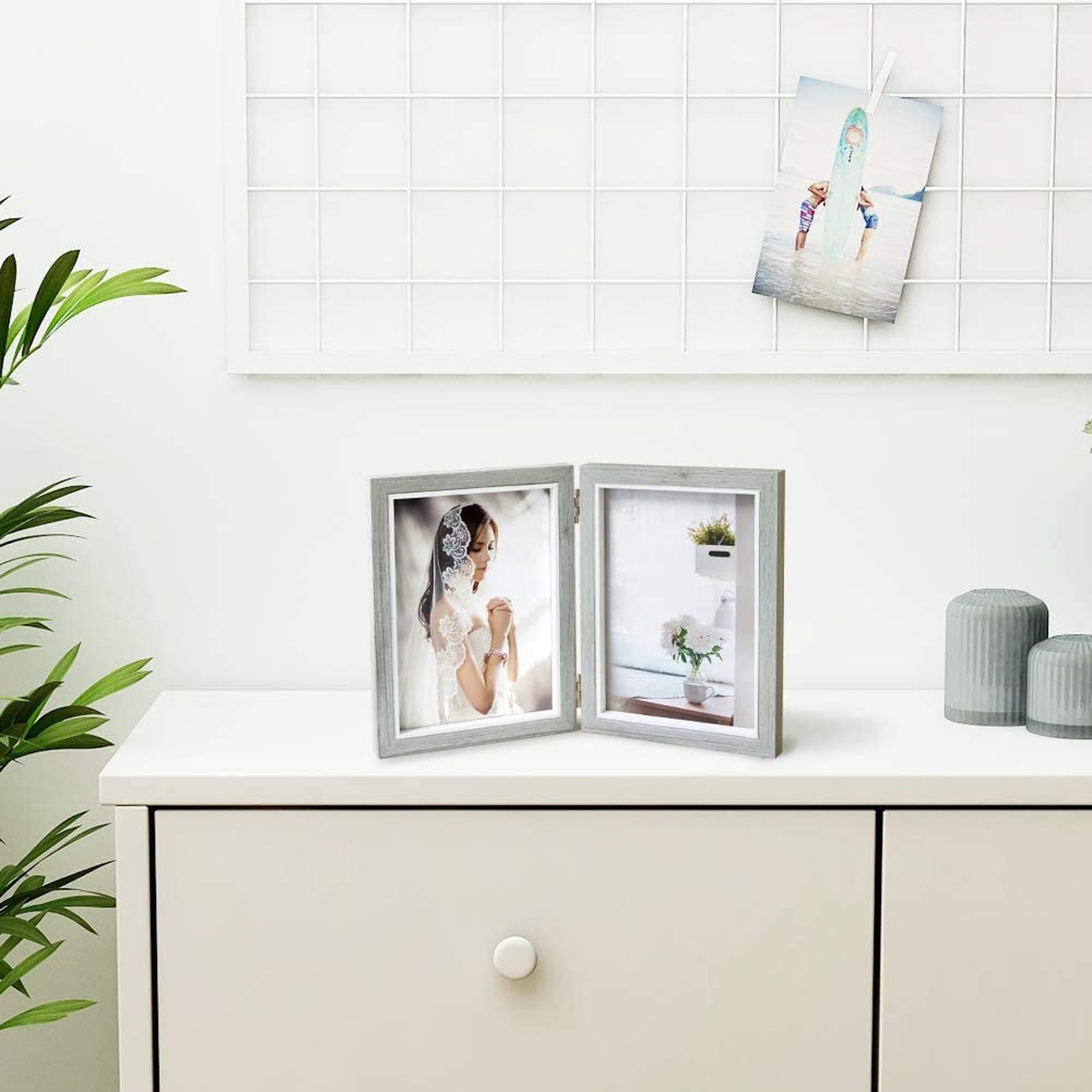 Grey Picture Frame 4x6 5x7 Double Wooden Hinged Photo Frames 2 Etsy