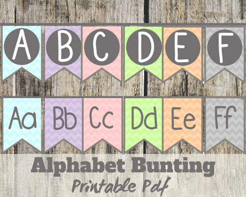 printable pastel alphabet bunting banner garland etsy