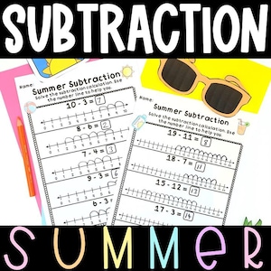 Subtraction within 20 Practise Worksheets for Kids Summer Homeschool Subtraction Activities Kindergarten 1st Grade Math Centers Printables