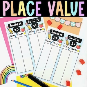 Place Value to 20 Tens and Ones Printable Chart Mat Kindergarten Homeschool Math Center Math Manipulative