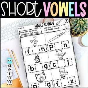 Middle Sound Short Vowel Find the Middle Sound Activity Home School Learning Phonics Practise Worksheets Kindergarten 1st Grade Literacy