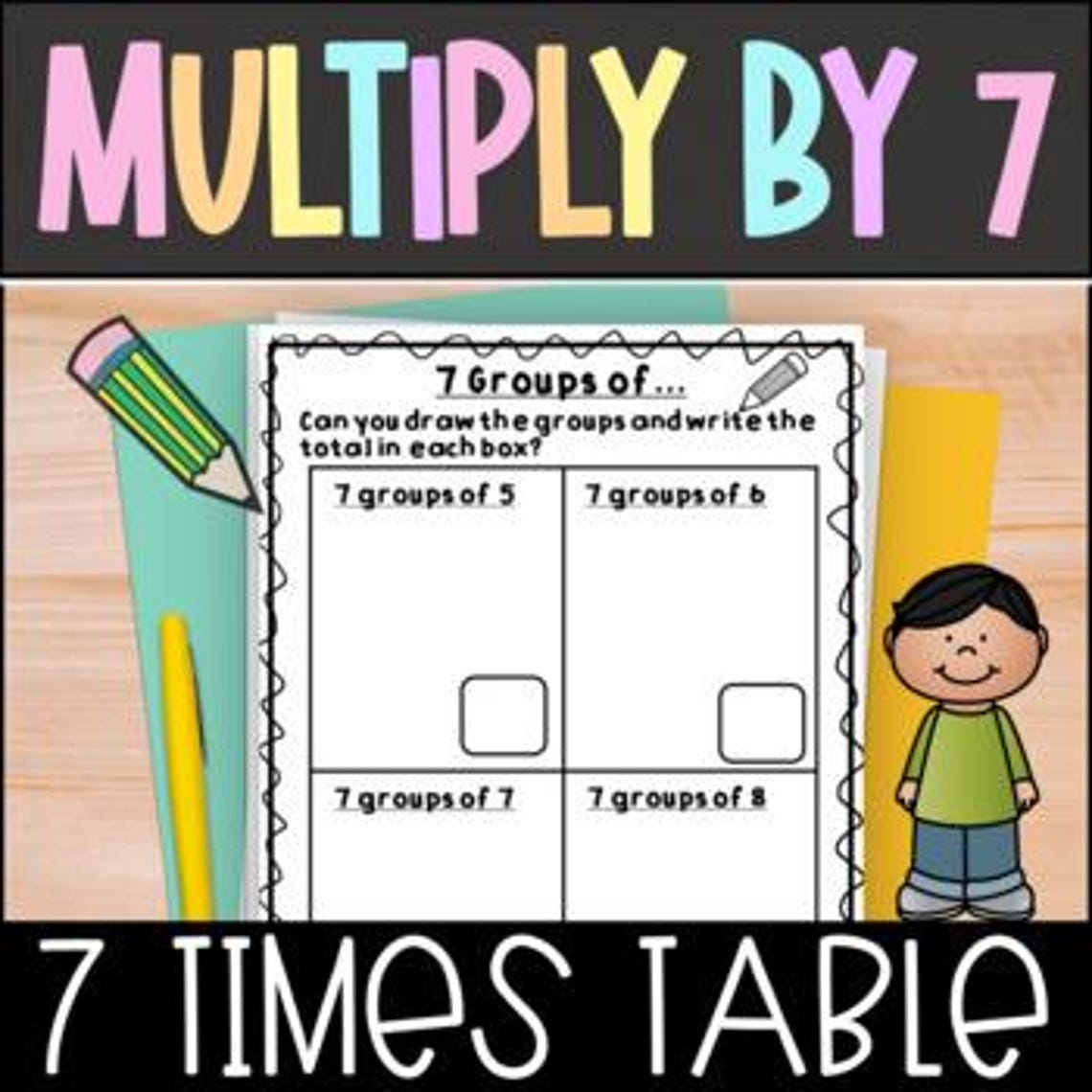 Beginner Multiplication Worksheets for Kids Learn to Multiply 7 Times ...