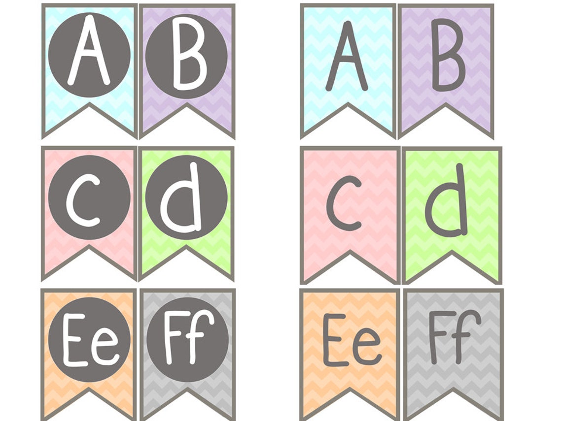 Printable Pastel Alphabet Bunting Banner Garland Home School Classroom