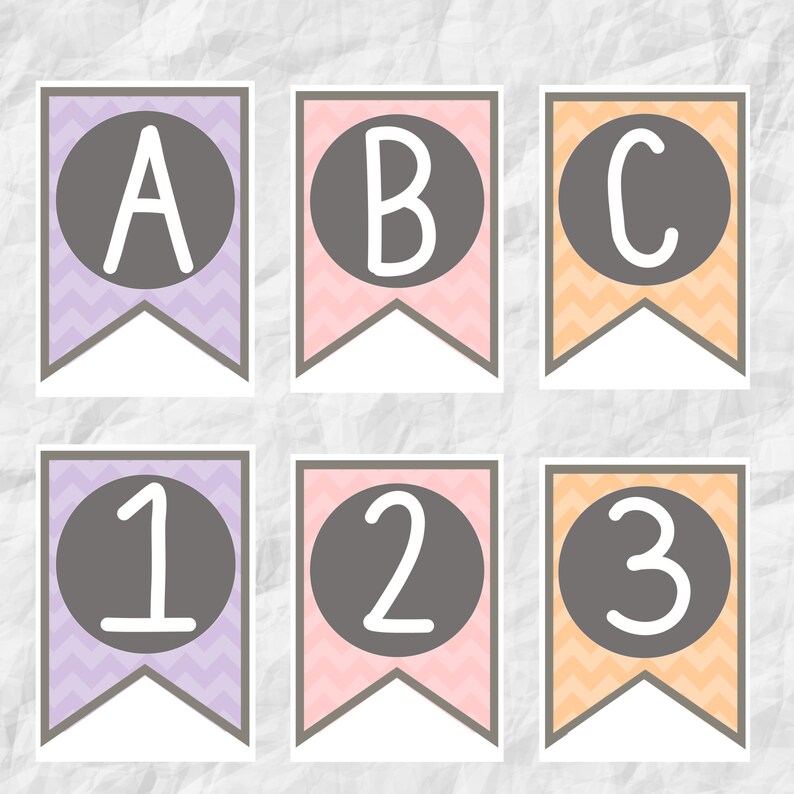 printable pastel alphabet number bunting garland banner