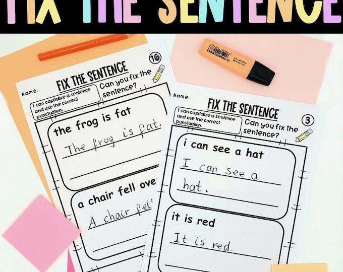Sentence Writing Practise Worksheets for Kids Homeschool Sentence ...