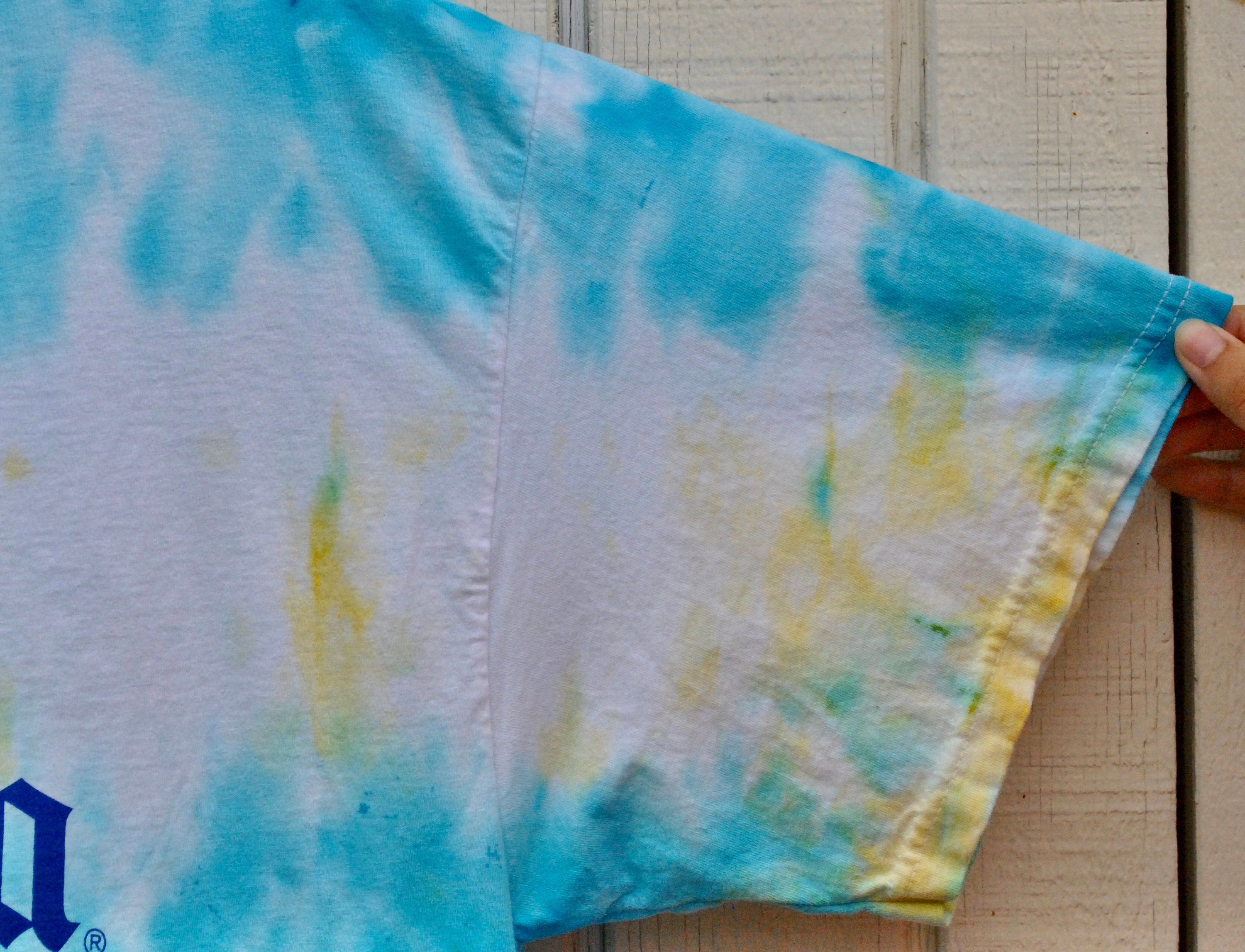Tie Dye Blue and Yellow Accordion Fold Graphic Tshirt Etsy