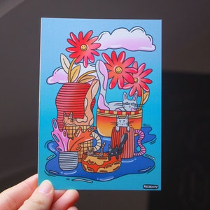 Cat Boats - A6 Postcard, Illustration Print