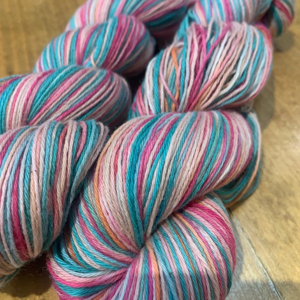 Hand crafted, hand dyed yarn, 4ply 50/50 cotton and super wash merino,10g, 20g, 50g, 100g or complete crafting socks kits