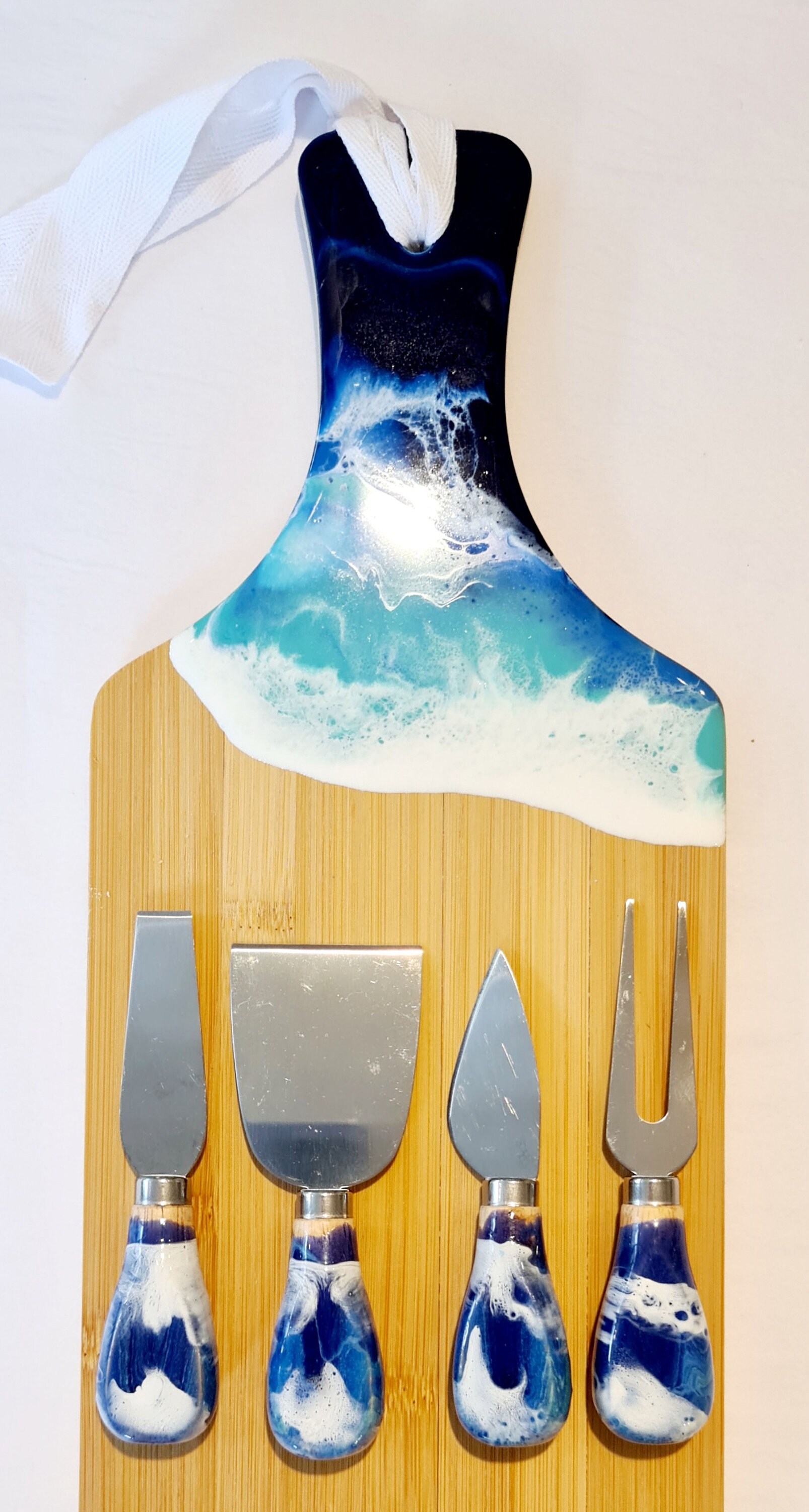 Cheese Board & Knife Set Original Ocean Themed Resin Art Etsy