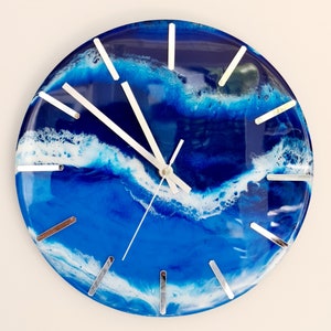 30cm Ocean Resin Clock, Resin Clock, Silent Sweep Resin Clock, Christmas Gift, Gift for him, Wall Clock, 30cm Resin Clock