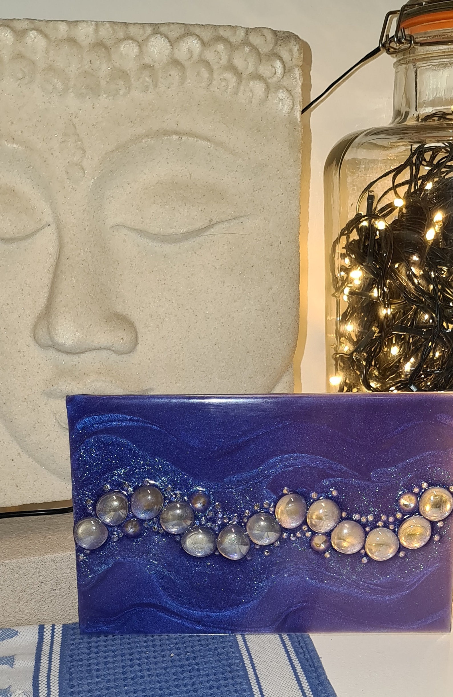 Glass Resin Art on Acrylic Stand Crushed Glass Art Glass Etsy