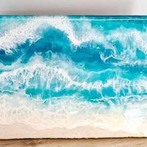 Resin Waves on Canvas, Crashing Wave Seascape, Resin Ocean Seascape, Acrylic Resin Ocean, Canvas Ocean Painting