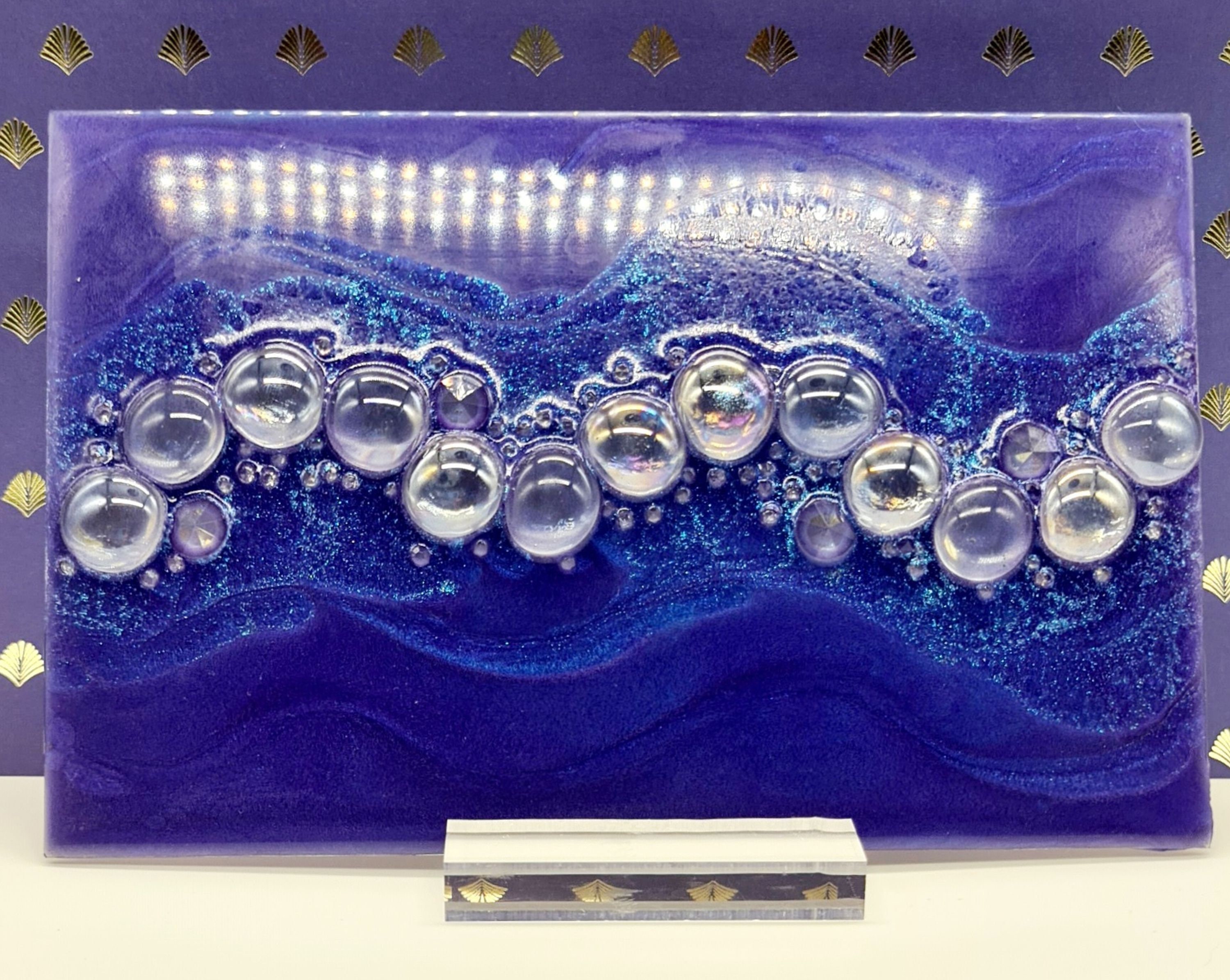 Glass Resin Art on Acrylic Stand Crushed Glass Art Glass Etsy