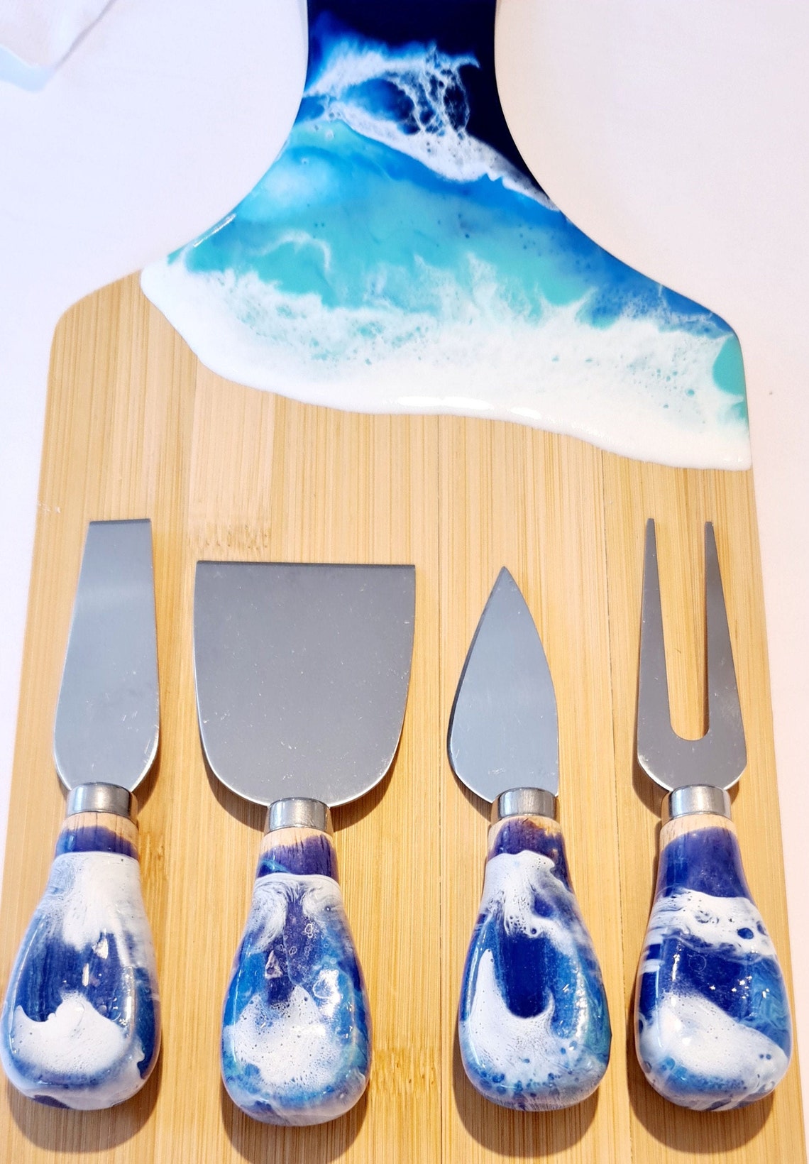 Cheese Board & Knife Set Original Ocean Themed Resin Art Etsy