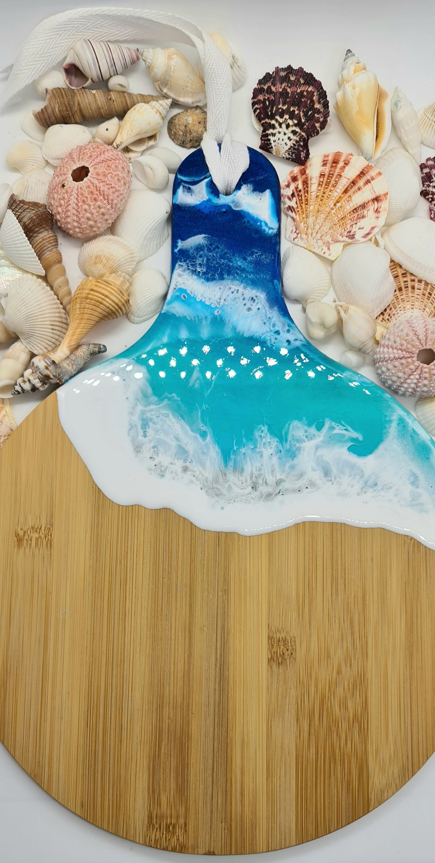 Ocean Art Cutting Board Aqua Blue Wave Bamboo Serving Board Etsy