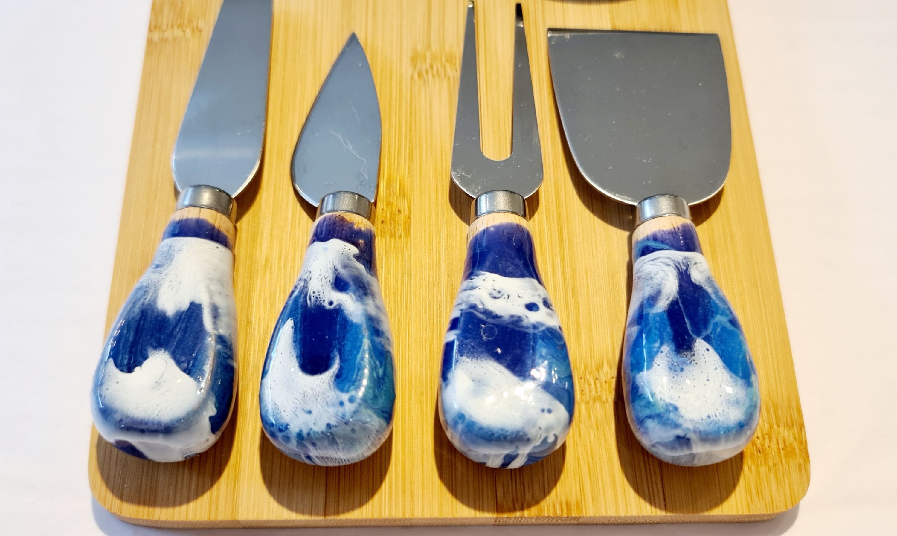 Ocean Cheese Knife Set Blue Wave Cheese Knives Set of 4 Etsy