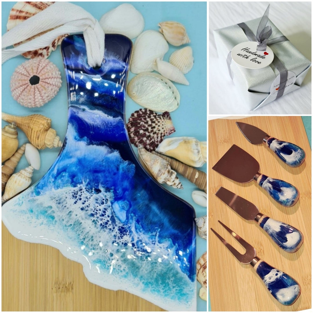 Resin Cheese Board & Cutter Set Cheese Set Acacia Handle Etsy