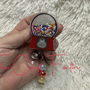 Candy machine badge reel, gum ball machine badge reel, cute nurse badge reel, sweets badge reel, candy shaker badge reel, moving badge reel