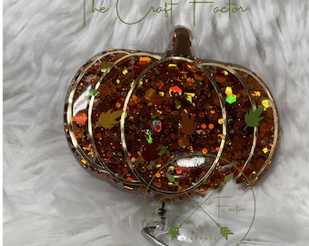 Sparkly Fall Pumpkin Badge Reel: Autumn Leaves, Nurse ID