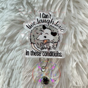 Funny Possum Badge Reel: &quot;I Can&#39;t Live Laugh Love&quot;