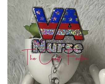 Va Nurse Badge Reel, VA Hospital Nurse Badge Reel, Veterans Hospital Badge  Reel, Red White and Blue VA Badge Reel 