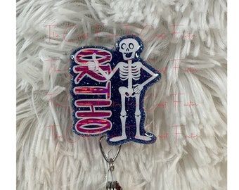 Ortho Skeleton Badge Reel: Acrylic Swivel Clip