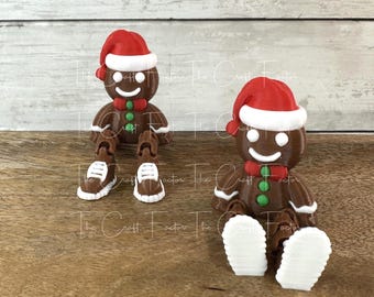 3D Printed Gingerbread Man Fidget Toy: Christmas Statue with Tennis Shoes