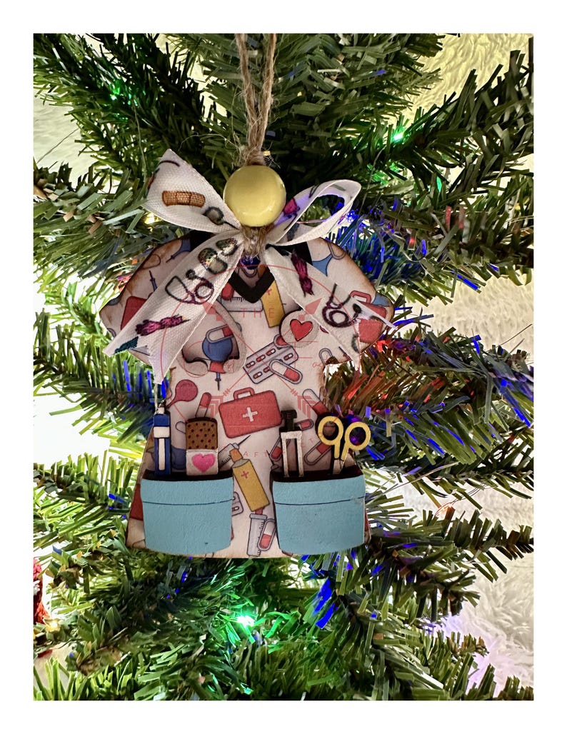 Nurse Christmas Ornament, Scrub Top Ornament, Medical Top Ornament